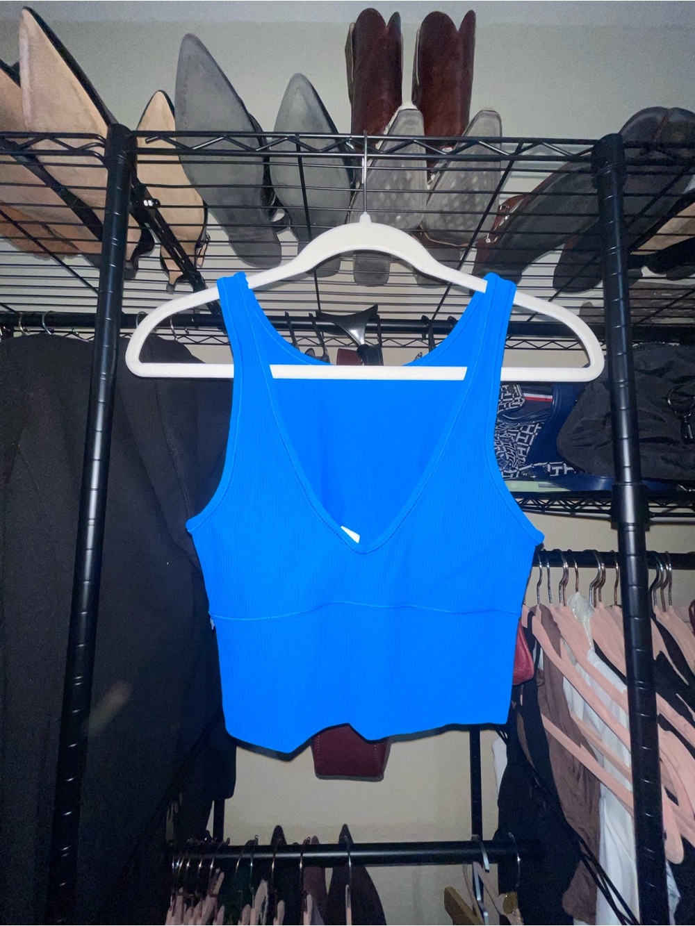 lululemon athletica Electric Blue Ribbed V-Neck Crop Tank